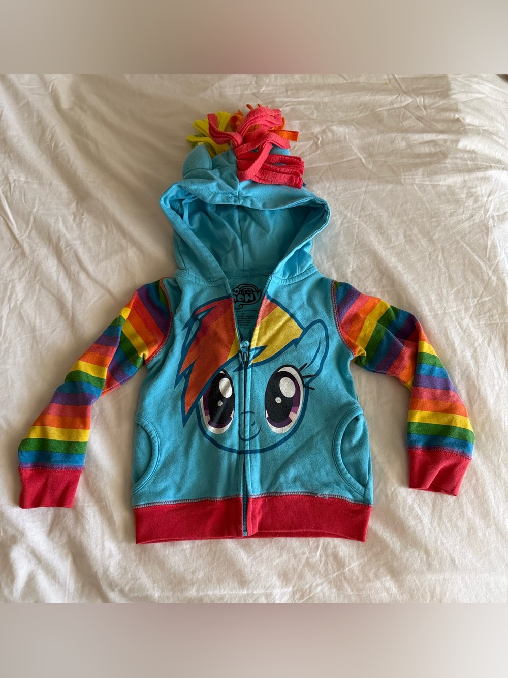VTG My Little Pony Rainbow Dash Roll play Hoodie Unicorn Girls 4T Mohawk Mane